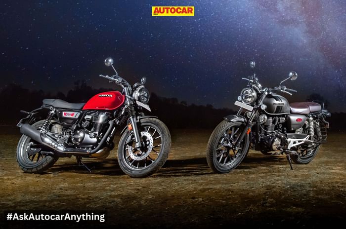 Honda CB350RS and CB350 Hness side by side in field